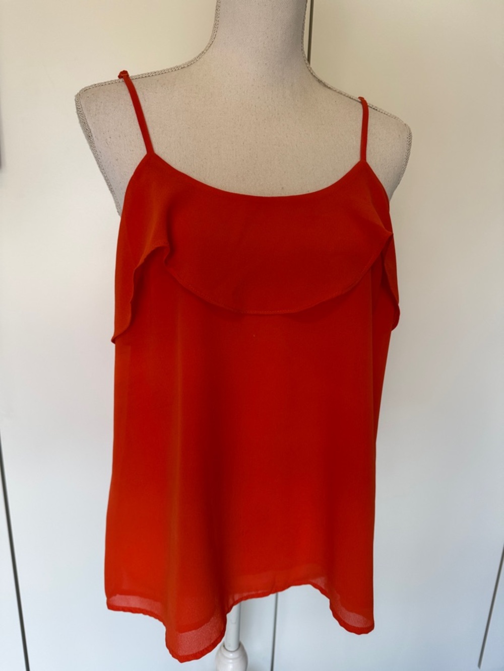 Naked Zebra Orange Ruffle Camisole, size medium
